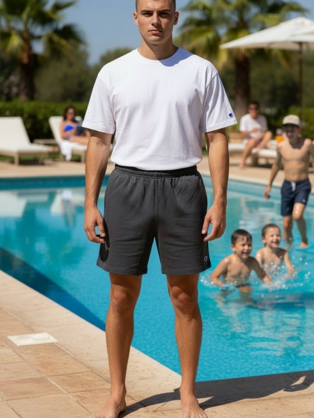 Champion - Charcoal Colored Shorts, Elastic Waist, Drawstring, Pockets, XXL